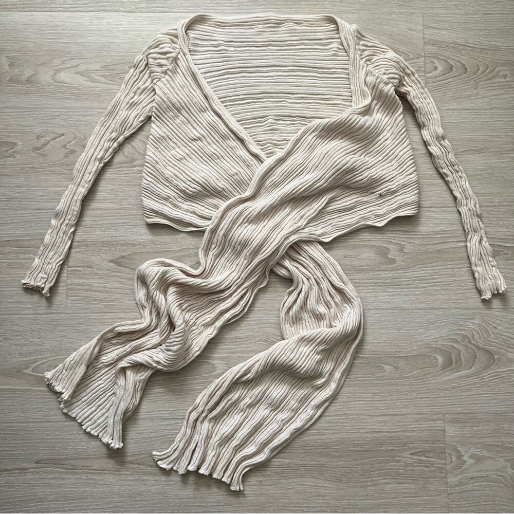 Olympic 100% cotton ribbed wrap long cardigan sweater